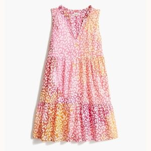 Crewcuts Girls' leopard cotton poplin tiered dress Size L